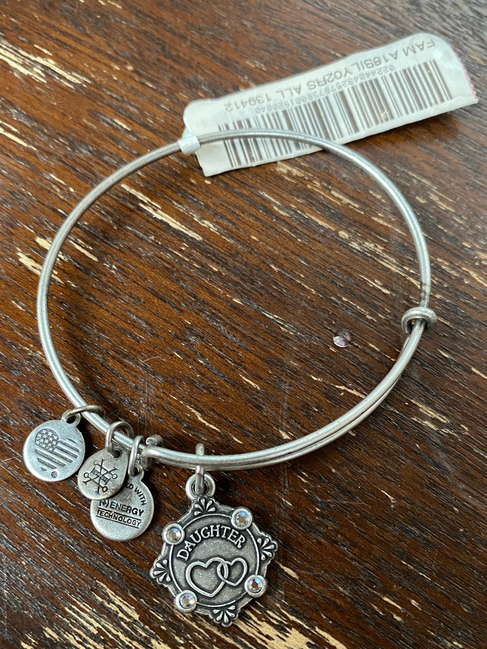 Alex and Ani Silver-Tone "Daughter" Charm Bangle Bracelet